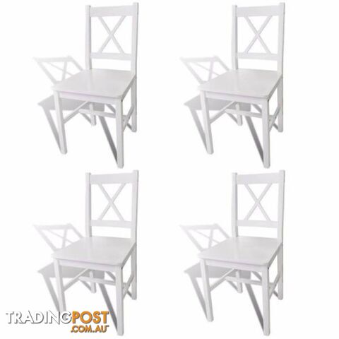 Band New 4 x Pine Wood Dining chairs White