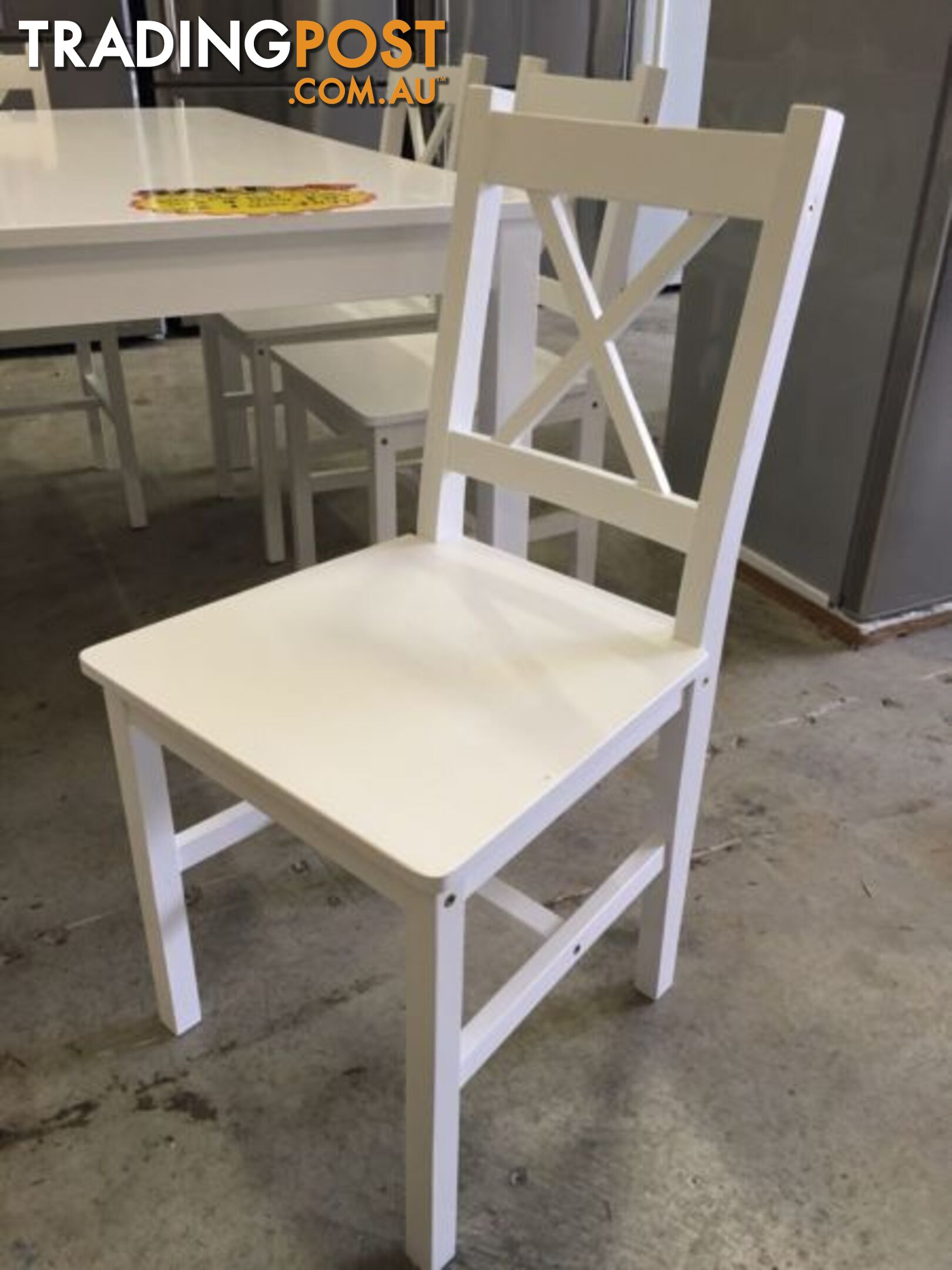 Band New 4 x Pine Wood Dining chairs White