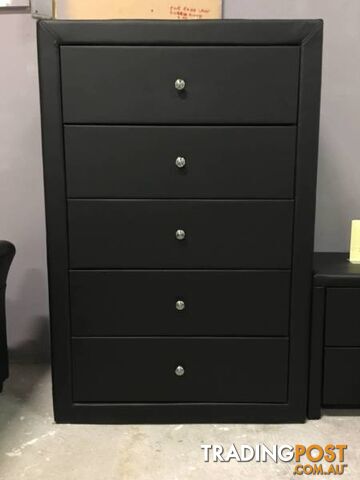 Brand New Black Leather 5 drawers Tallboy/Chest drawers/Cabinets
