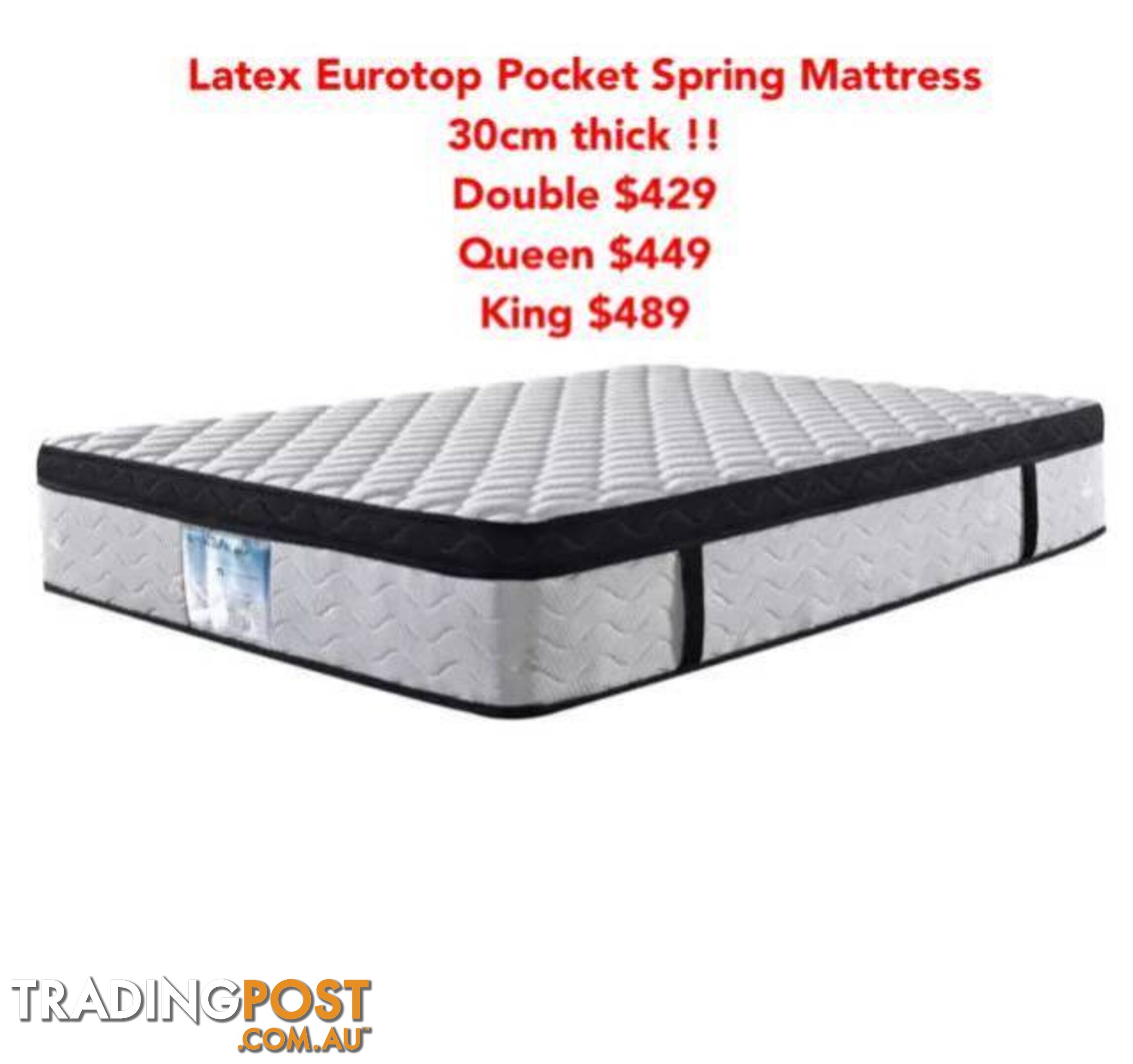 30CM Double/Queen/King Latex EuroTop Pocket Spring Mattress