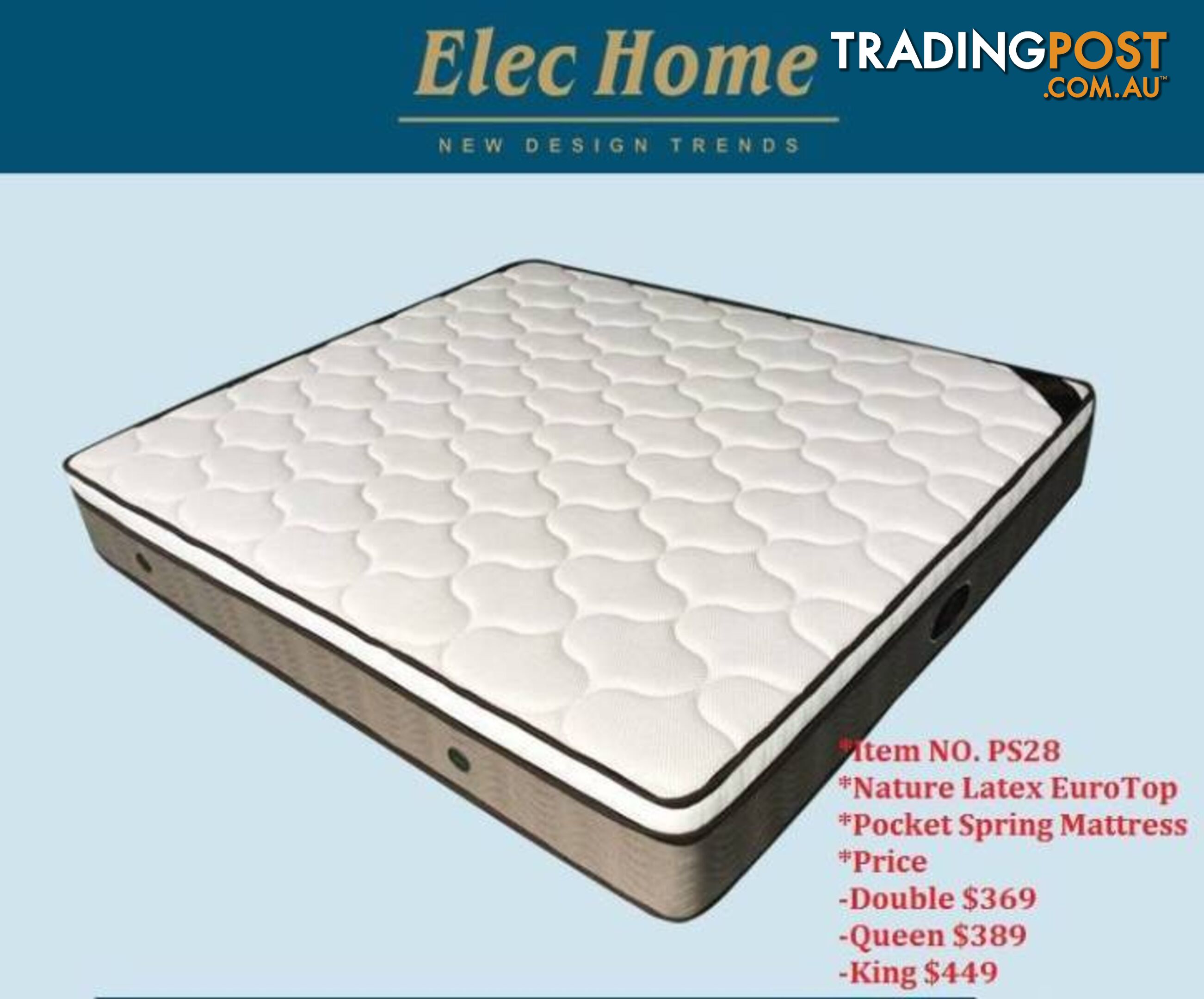 New Luxury Latex Eurotop 7 Zone Pocket Spring Mattress D/Q/K