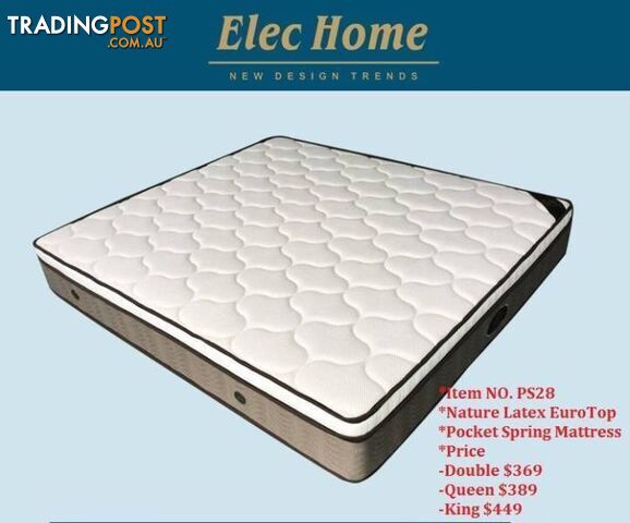 New Luxury Latex Eurotop 7 Zone Pocket Spring Mattress D/Q/K