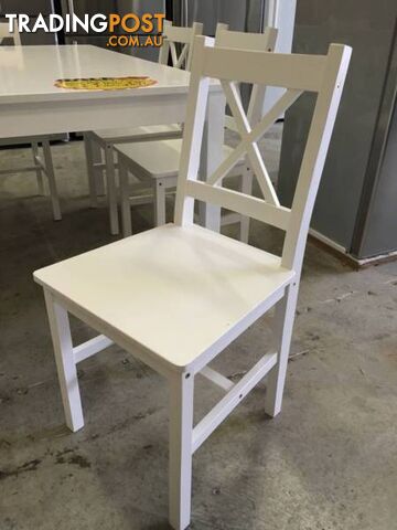Brand New Solid white PineWood Dining set table with chairs - photo 5 of 6