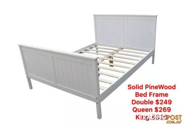 Clearance !! Brand New all sizes Solid Pine Wood white Bed Frame