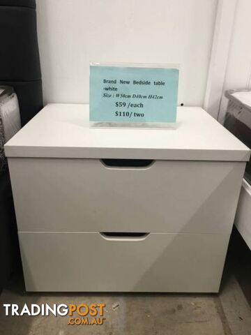 Brand New White Bedside Table/Cabinet/Drawers(CD049)