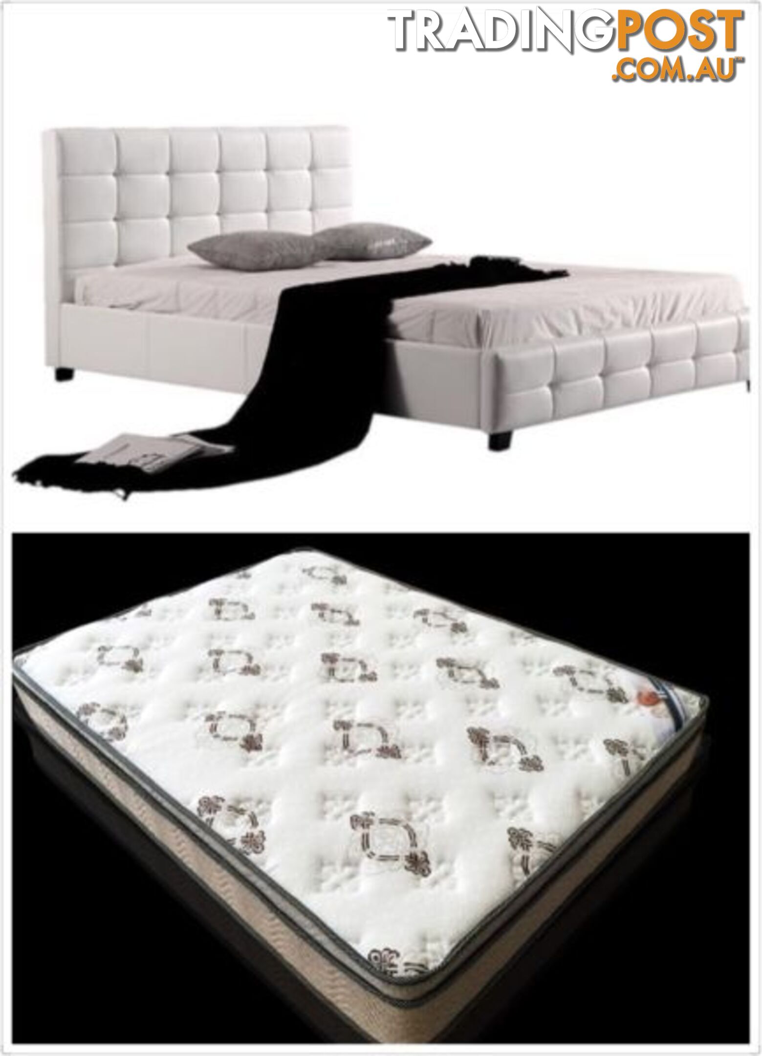 WarehouseSpecial 002 PU bed + Eurotop Mattress Double/Queen/King