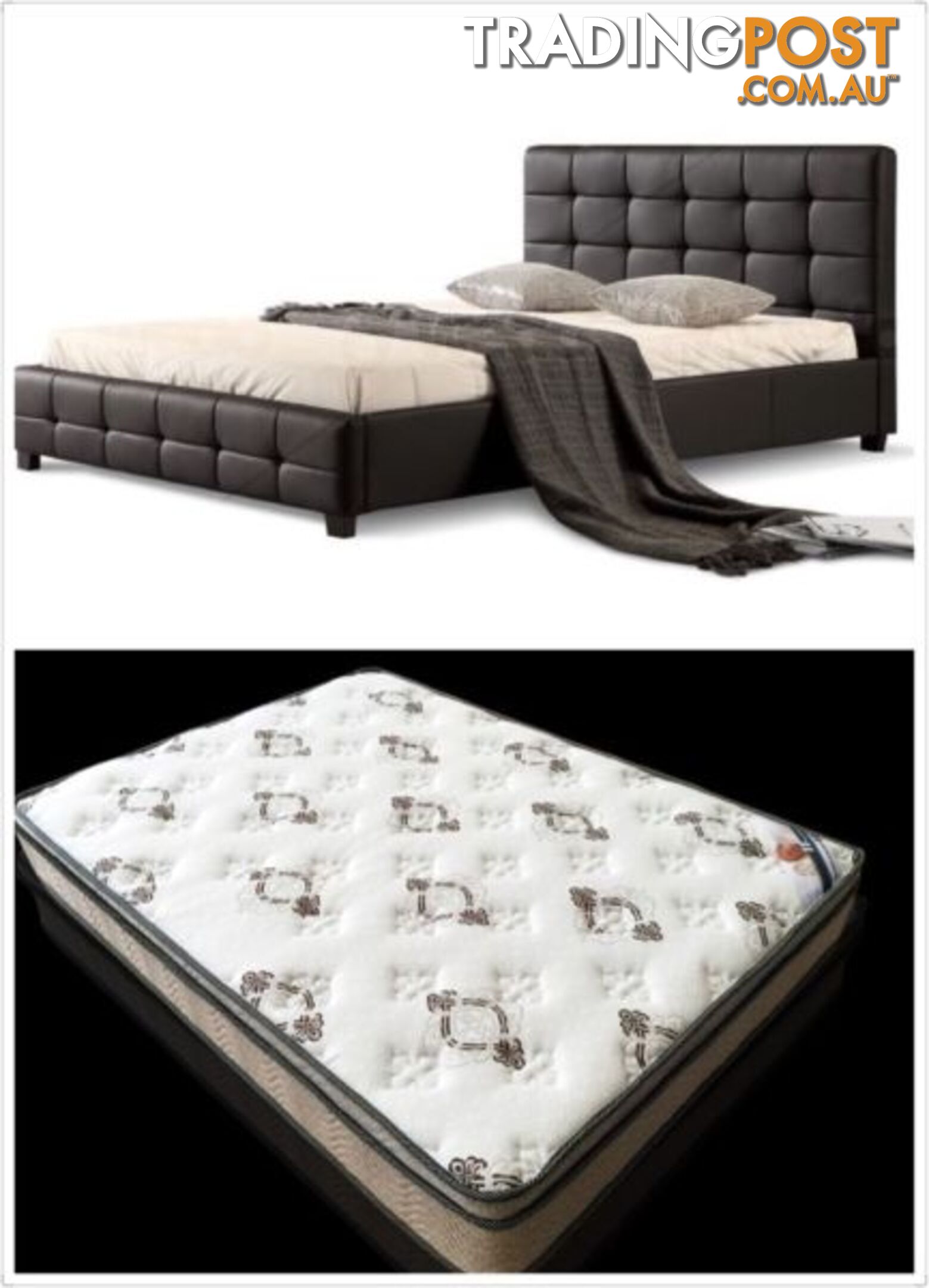 WarehouseSpecial 002 PU bed + Eurotop Mattress Double/Queen/King