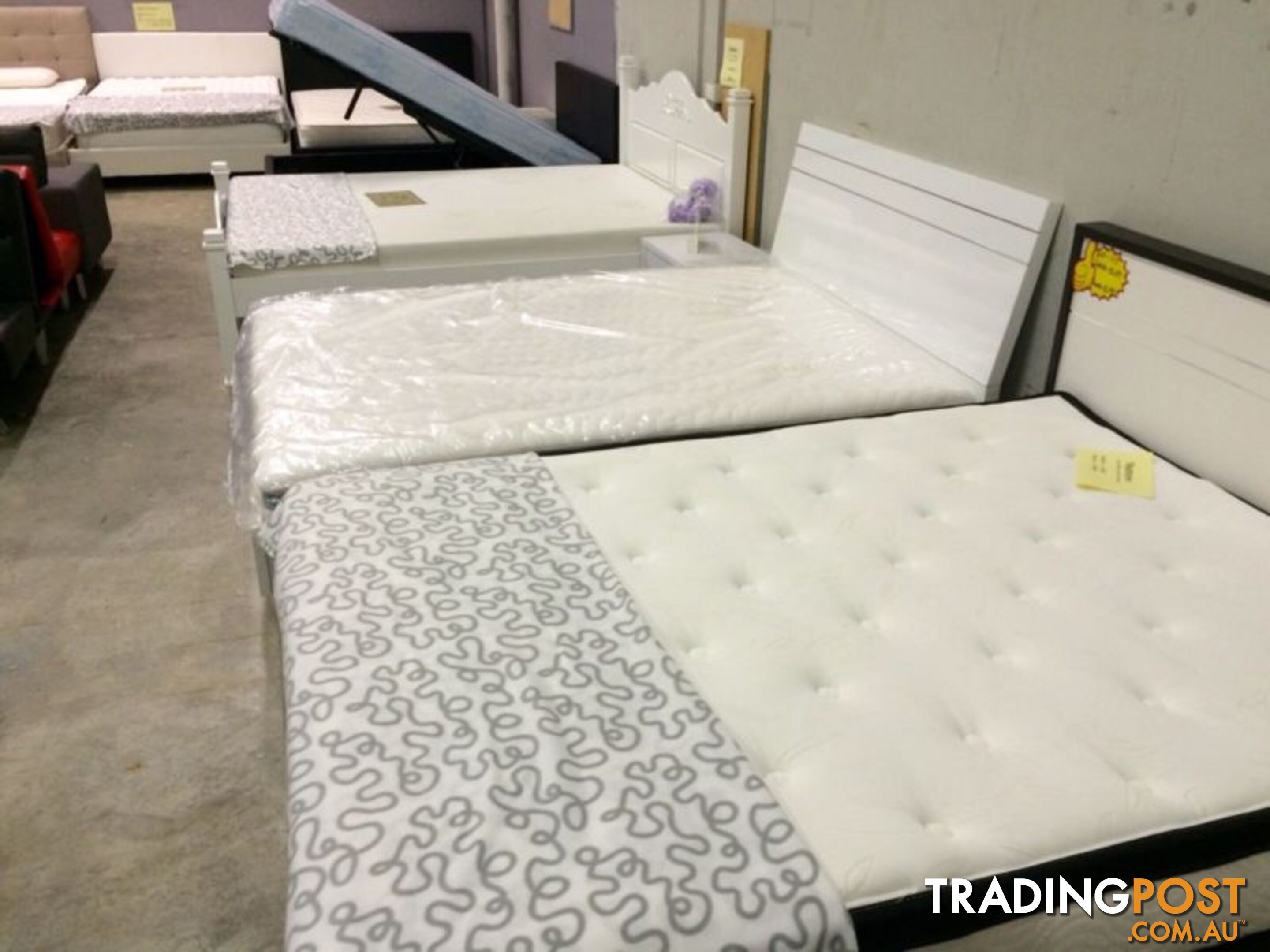 WarehouseSpecial 002 PU bed + Eurotop Mattress Double/Queen/King