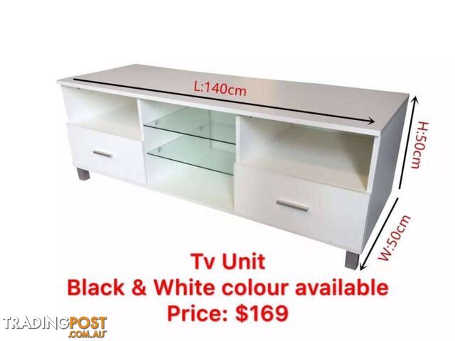 Brand New TV Stand Entertainment Unit Cabinet Drawer 2 colours