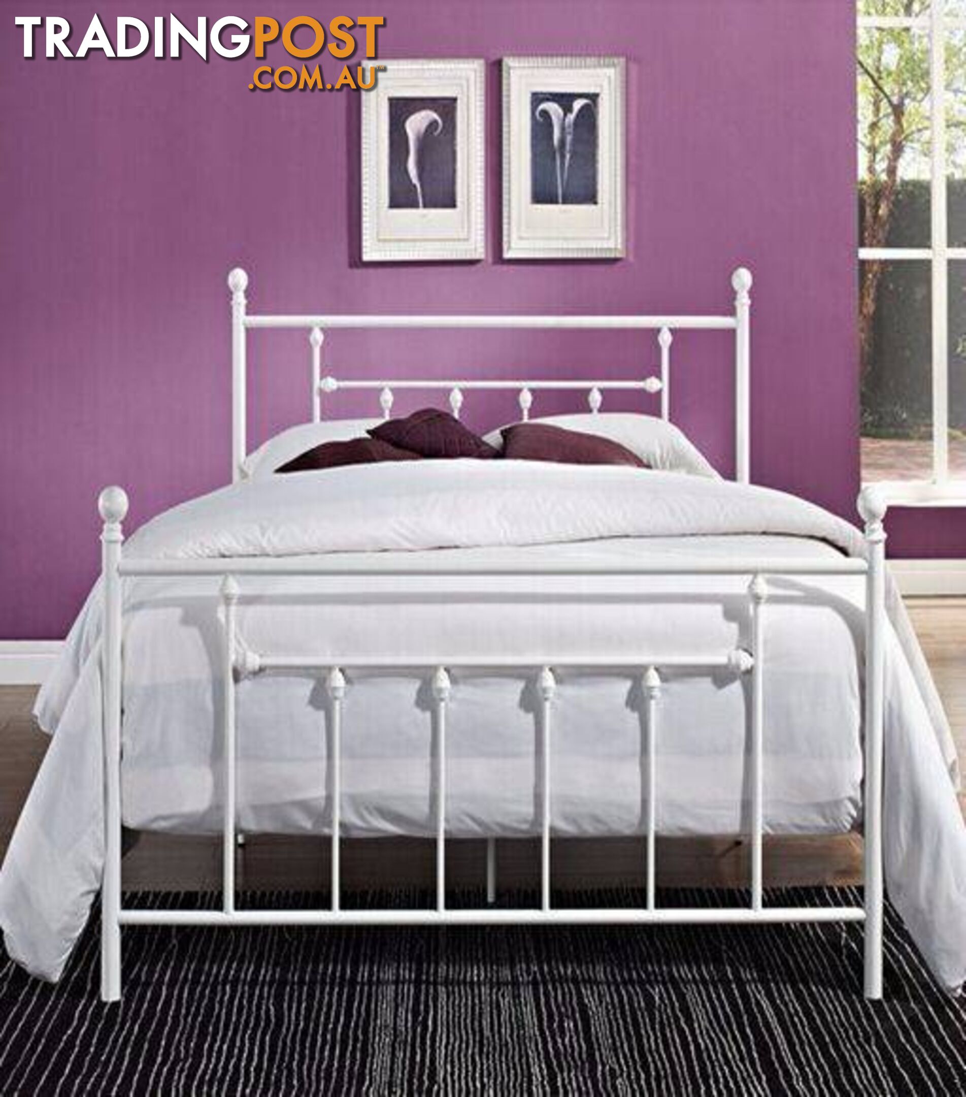 Full Size Brand New And Quality Full Metal Bed Frame Black/White