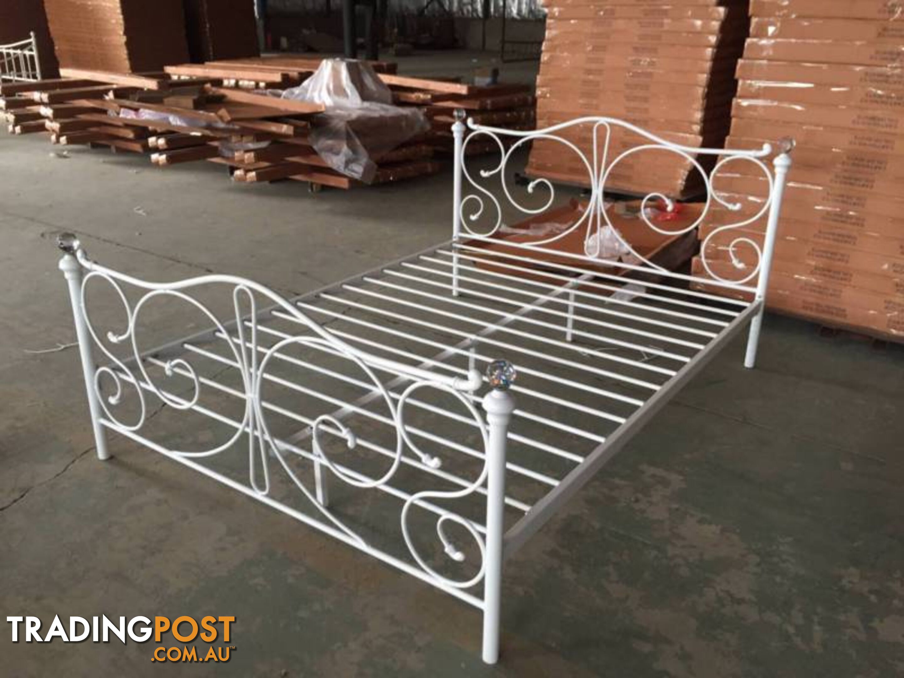 Full Size White Royal Style Brand New Full Metal Bed Frame