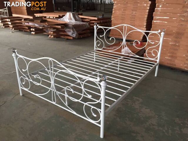 Full Size White Royal Style Brand New Full Metal Bed Frame