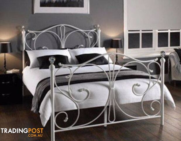 Full Size White Royal Style Brand New Full Metal Bed Frame