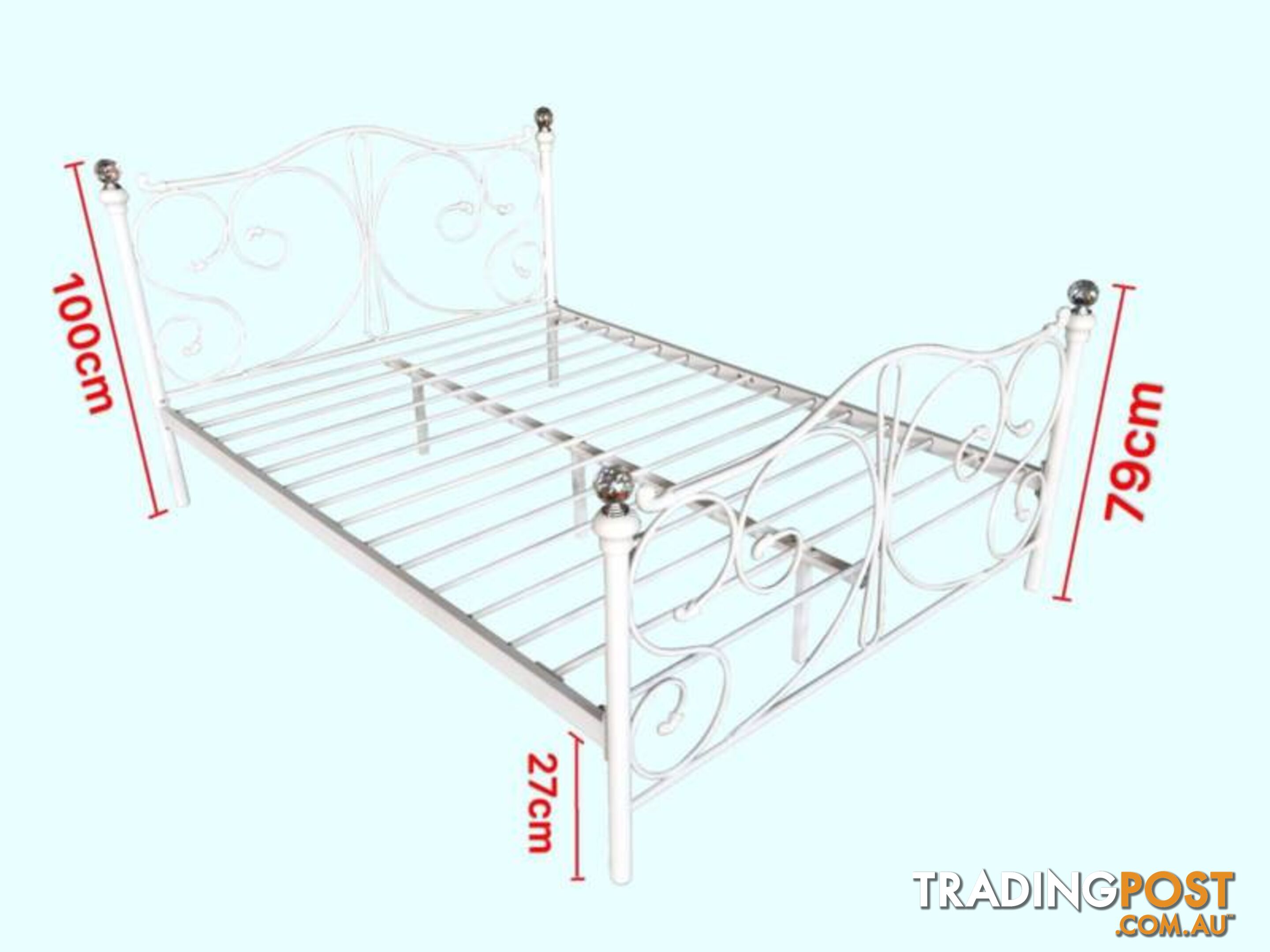 Full Size White Royal Style Brand New Full Metal Bed Frame