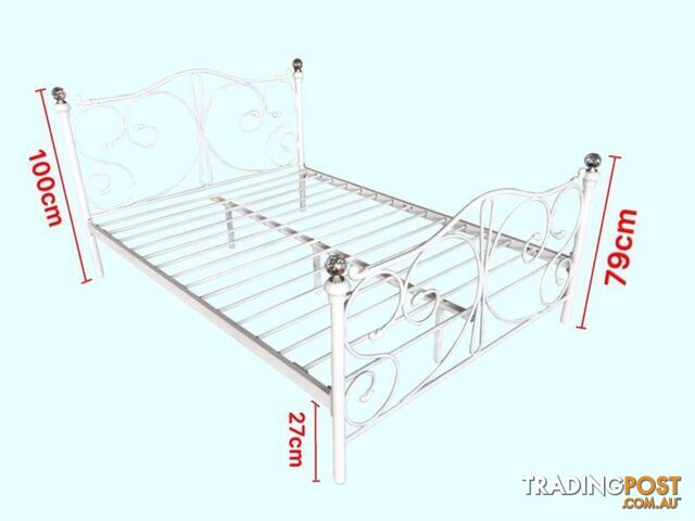 Full Size White Royal Style Brand New Full Metal Bed Frame