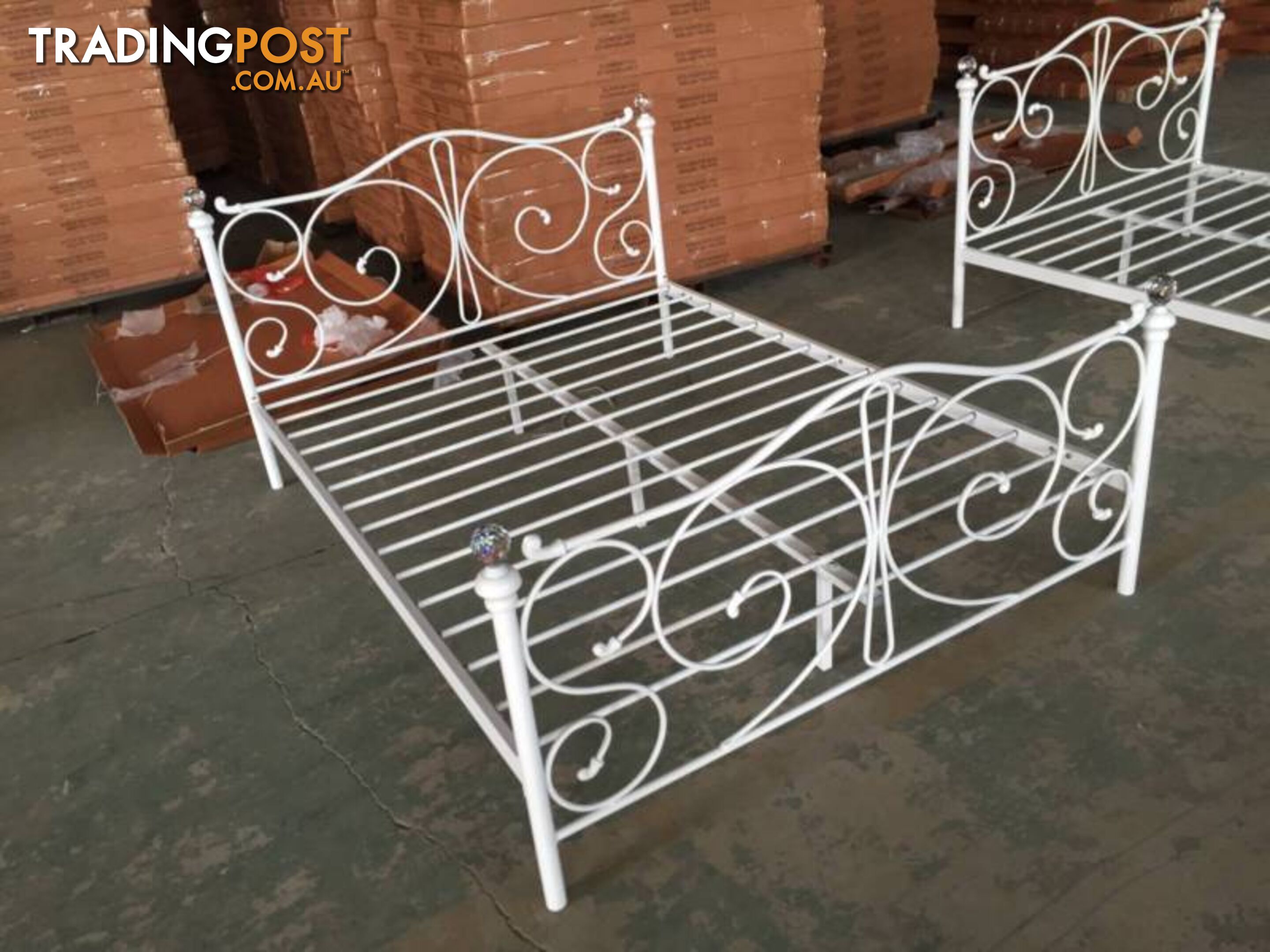 Full Size White Royal Style Brand New Full Metal Bed Frame