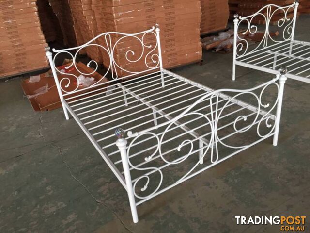 Full Size White Royal Style Brand New Full Metal Bed Frame