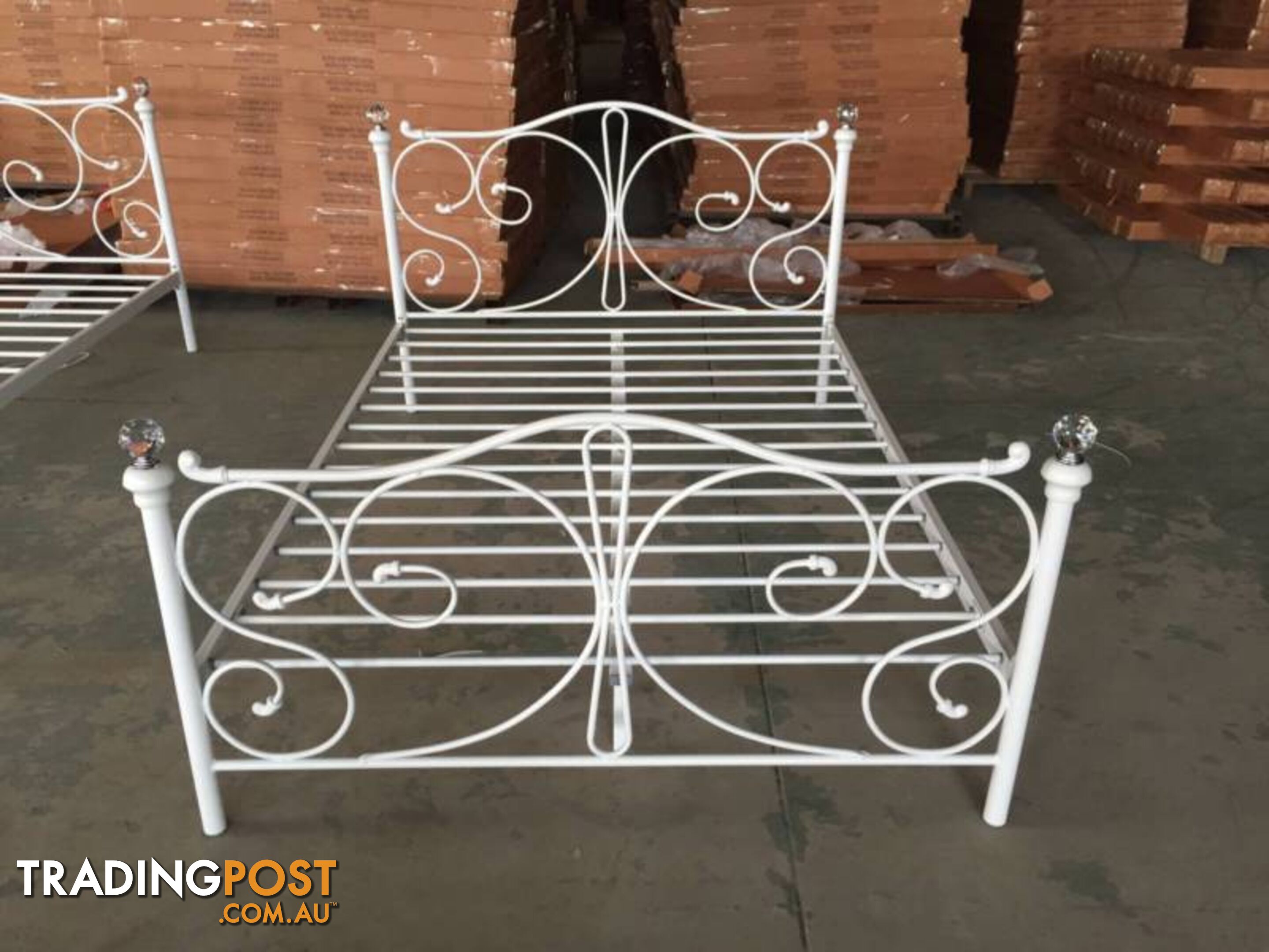 Full Size White Royal Style Brand New Full Metal Bed Frame