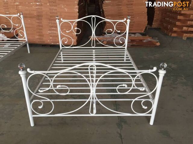 Full Size White Royal Style Brand New Full Metal Bed Frame