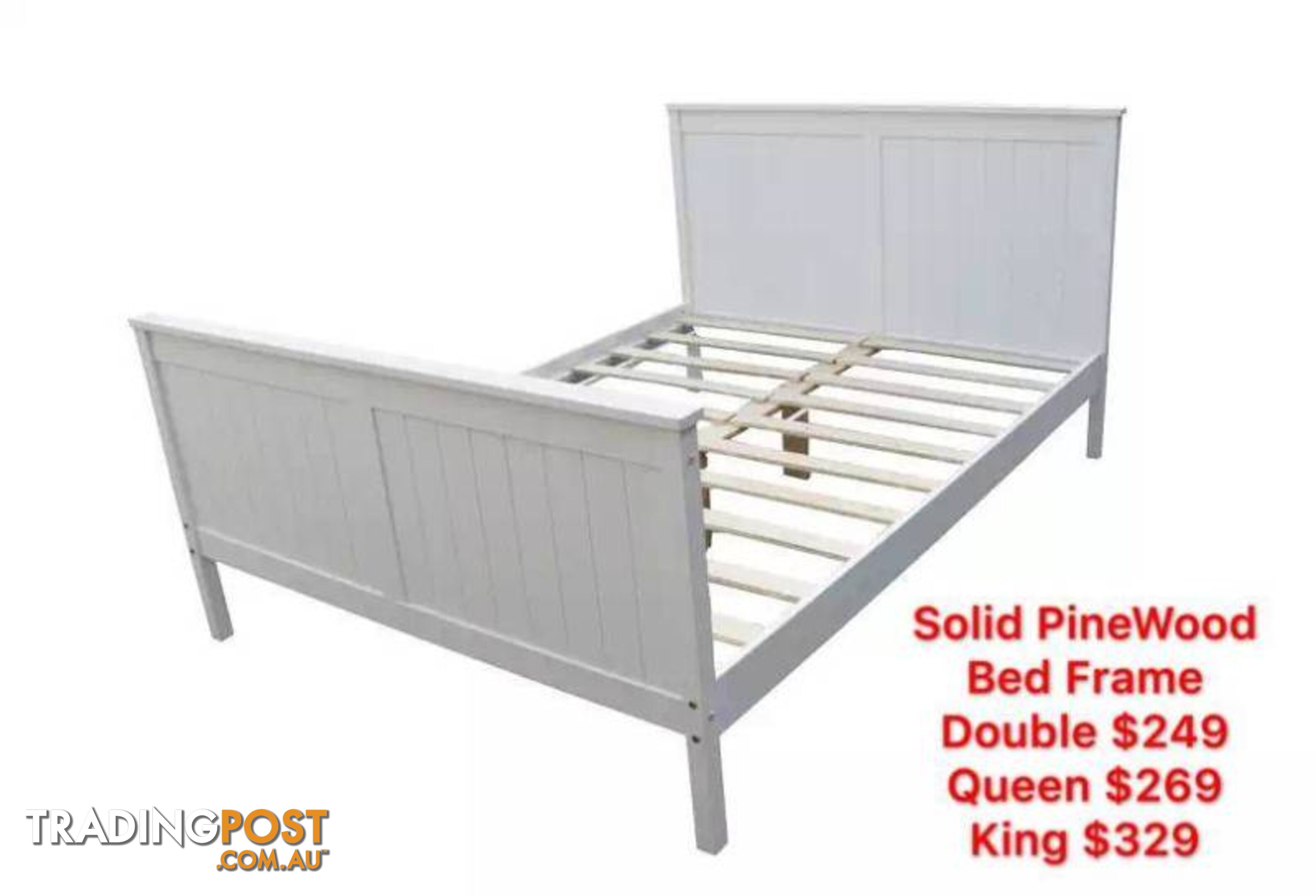 Brand New Solid PineWood Bed Frame Double/Queen/King size White