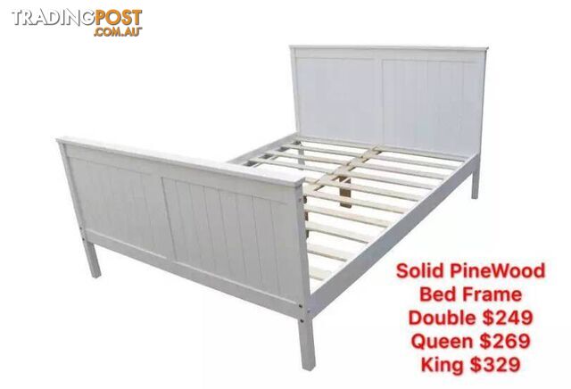 Brand New Solid PineWood Bed Frame Double/Queen/King size White