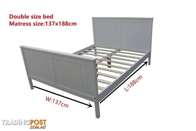 Brand New Solid PineWood Bed Frame Double/Queen/King size White