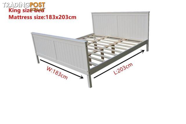 Brand New Solid PineWood Bed Frame Double/Queen/King size White