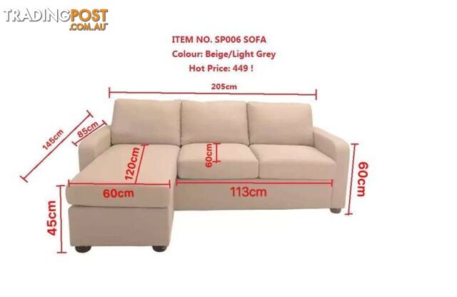 Brand New Fabric Sofa with chaise/ottoman Beige/Grey colour - photo 2 of 4