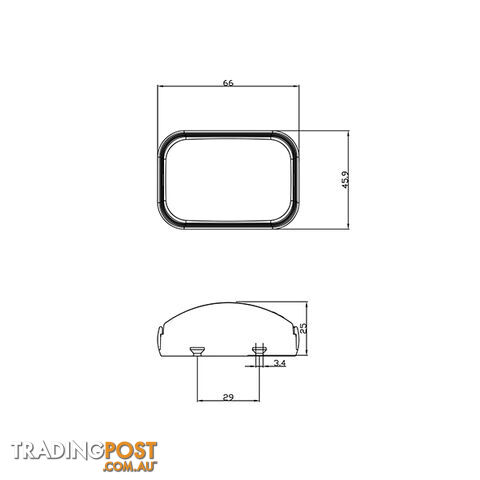 LED JUMBO SIDE MARKER 66 X 46MM M/VOLT RED/AMBER LED6647