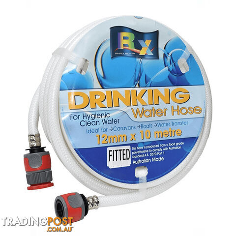 12MM WHITE NON-TOXIC WATER HOSE WITH FITTINGS 10MT. 25DWX10F 800-01366