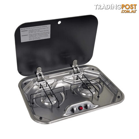 SPHERE 2BNR GAS DROP IN STOVE & LID WITH PIEZO IGNITION – 480 X 370 X 50MM...