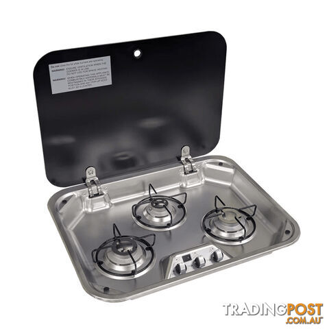 SPHERE 3BNR GAS DROP IN STOVE & LID WITH 12V IGNITION – 560 X 440 X 58MM...