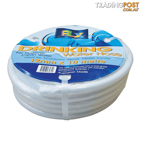12MM X 10MT ROLL WHITE NON-TOXIC REINFORCED WATER HOSE 25DWX10 800-01310