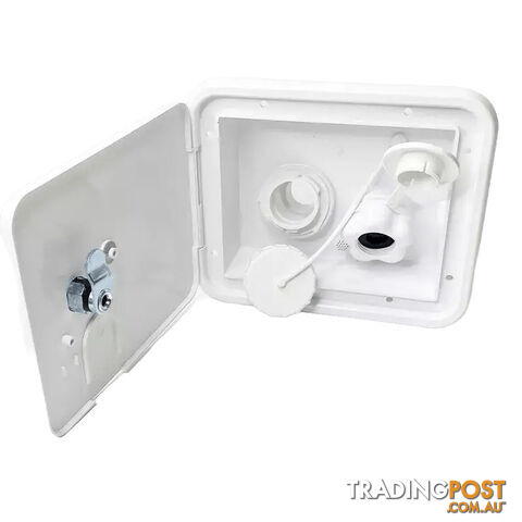 JAYCO DUAL LOCKABLE WATER FILLER W/PLASTIC VALVE + KEY & LABEL. 713-037-10062...