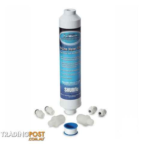 SHURFLO 10″ IN-LINE FILTER W/UNIVERSAL FITTINGS. 94-009-50 800-00308