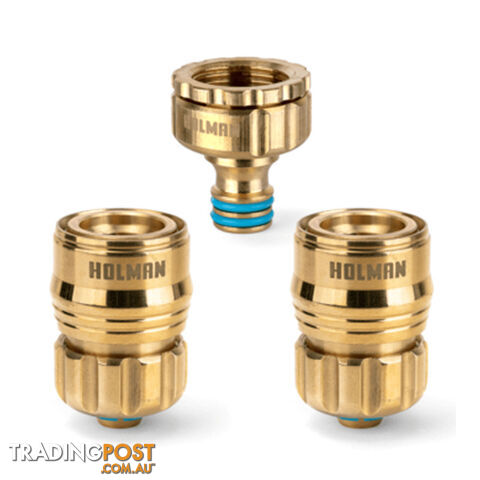 HOLMAN 3 PIECE BRASS HOSE CONNECTOR SET. 8530H 800-01991