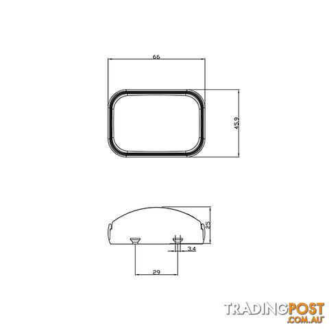 LED JUMBO SIDE MARKER 66 X 46MM M/VOLT RED/AMBER LED6647