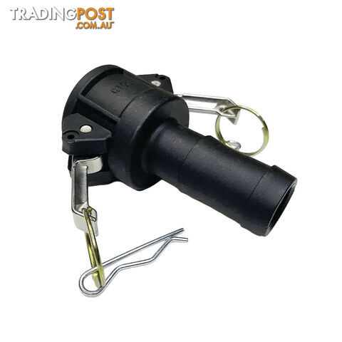 POLY CAMLOCK C.- FEMALE COUPLING TO HOSE BARB – 25MM. XDPCC25/C100 (SOLD IN BAGS...