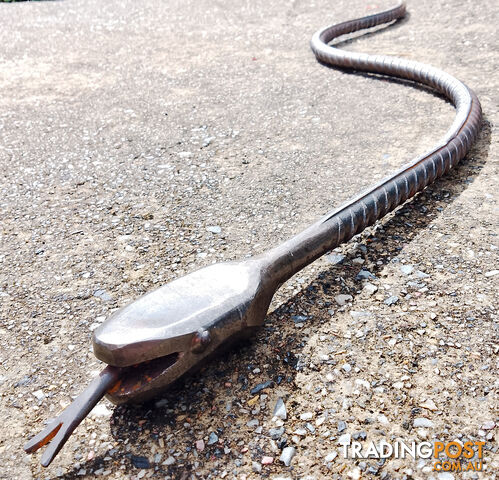 Steel snake rebar sculpture for pest repellent/control handmade garden art...