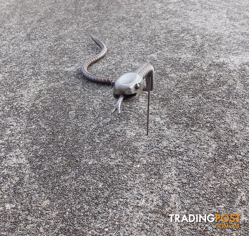 Rebar snake sculpture for pest repellent/control handmade garden art scrap