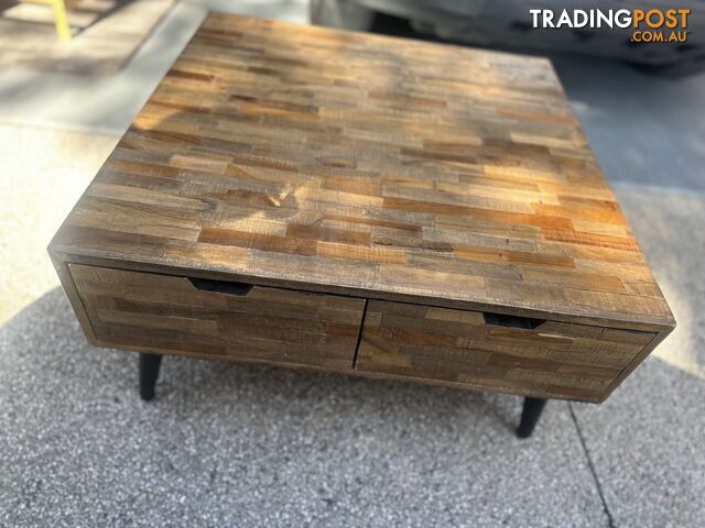 Square Rustic solid wood Coffee table with storage