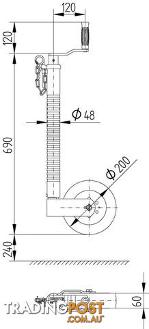 GENUINE IFOR WILLIAMS 350KG 48MM RIBBED JOCKEY WHEEL