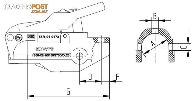 KNOTT 575003 AVONRIDE 50MM BALL COUPLING - photo 2 of 2