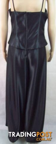 New Womens Max Trend Sz 10 Black Satin Long Spaghetti Strap Dress - photo 2 of 8