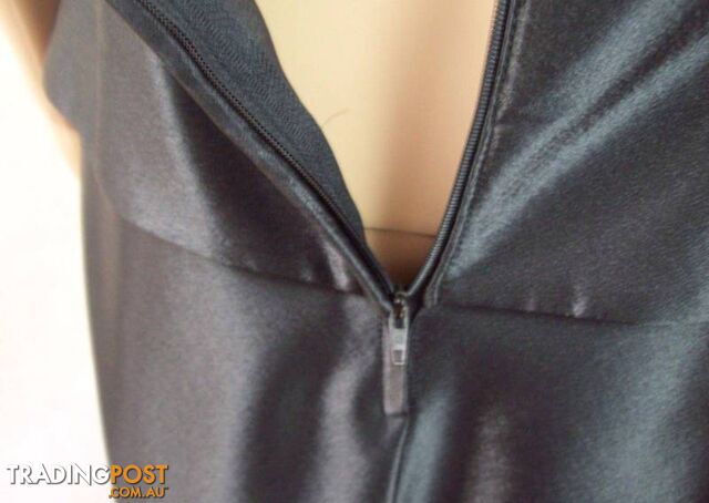 New Womens Max Trend Sz 10 Black Satin Long Spaghetti Strap Dress - photo 3 of 8