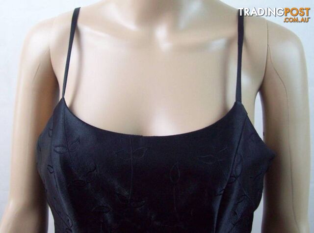 New Womens Max Trend Sz 10 Black Satin Long Spaghetti Strap Dress - photo 5 of 8