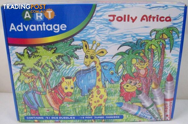 Art Advantage Jolly Africa DIY 31 3D Puzzles & 12 Coloured Marker