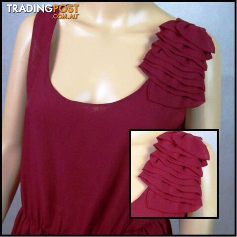 New Women's Ajoy Party Dress With Shoulder Ruffle - Red -Size 10 - photo 3 of 4