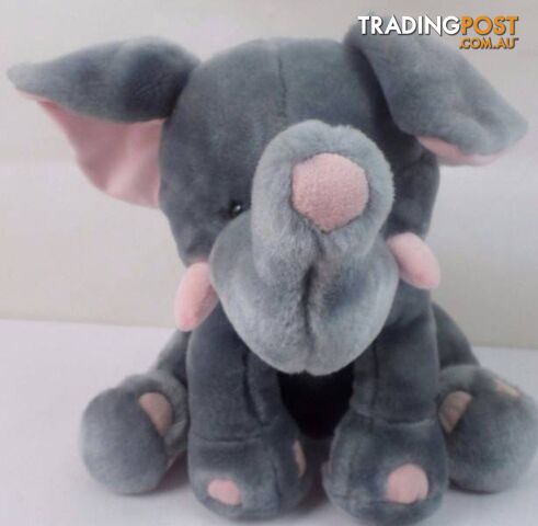 Plush Stuffed Toy Baby Elephant - Grey & Pink