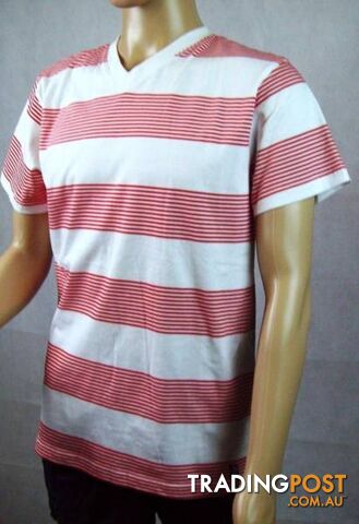 New Men's Southpole T-Shirt - Horizontal Red&White Stripe - Large - photo 2 of 6